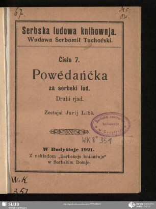 Powědańčka za serbski lud : druhi rjad