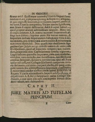 Caput II. De Iure Matris Ad Tutelam Principum.