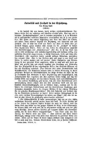 Autorität und Freiheit in der Erziehung : zwischen Scylla und Charibdys in der Erziehung ; (Schluß)
