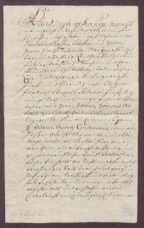 Johann Georg Lindemann, Chirurg, verkauft an die Landesherrschaft einen Hausplatz zum Bau der Amtskellerei in Durlach