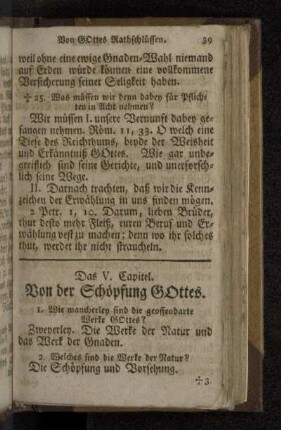 Das V. Capitel. Von der Schöpfung Gottes.