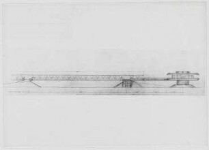 Wettbewerb Fußgängerbrücke über die Bundesallee am Volkspark Wilmersdorf (nicht realisiert), 1. Preis – Ansicht. Berlin-Wilmersdorf, Bundesallee
