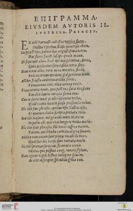 EΠΙΓΡΑΜΜΑ eiusdem autoris illustriss. princip.