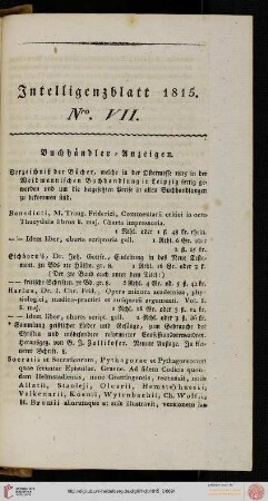 Intelligenzblatt Nro. VII
