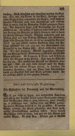 Zwei und vierzigste Erzählung. Die Schlachten bei Dennewitz und bei Wartenburg