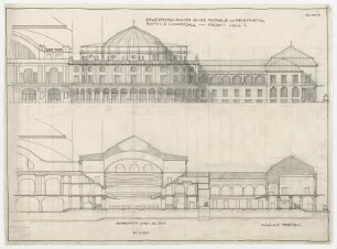 Thiersch, Friedrich von; Frankfurt / Main (Hessen); Festhalle - Ansicht, Querschnitt