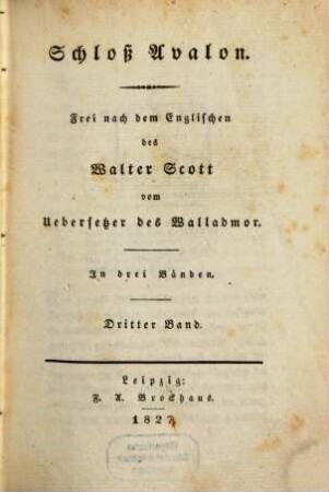 Schloß Avalon : in drei Bänden, 3