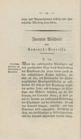 Zweyter Abschnitt vom Concurs-Processe.