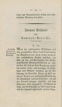 Zweyter Abschnitt vom Concurs-Processe.