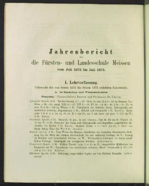 Jahresbericht über die Fürsten- und Landesschule Meissen vom Juli 1872 bis Juli 1873