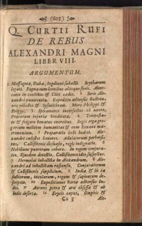 Q. Curtii Rufi De Rebus Alexandri Magni, Liber VIII.