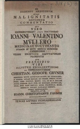 De Dissensv Medicorvm Qvoad Malignitatis Notionem Commentatio