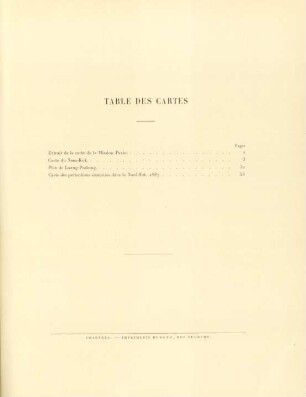 Table des cartes