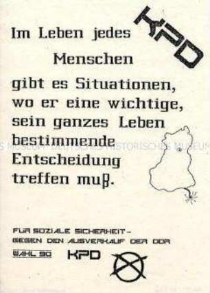 Wahlflugblatt der KPD zur Volkskammerwahl 18. März 1990 in der DDR