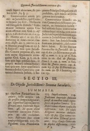 Sectio III. De Objecto Jurisdictionis Summae Saecularis.