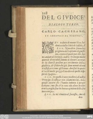 Del Giudice Dialogo Terzo. Carlo Cacherano, Et Lodovico Di Nemours.