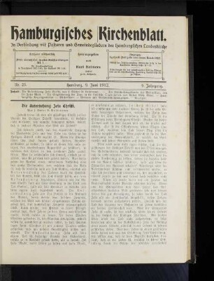Nr. 23. Hamburg, 9. Juni 1912. 9. Jahrgang.