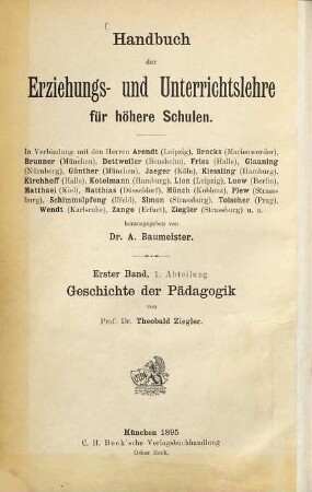 Geschichte der Pädagogik : mit besonderer Rücksicht auf das höhere Unterrichtswesen