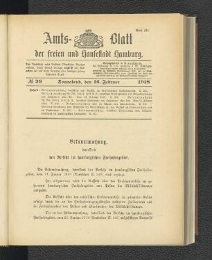 No. 39, 16. Februar 1918