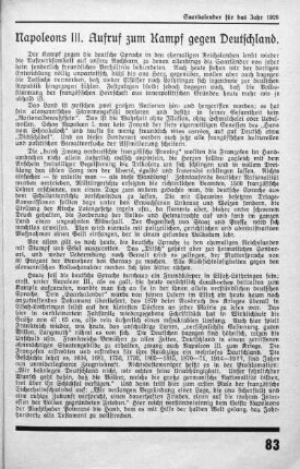 Napoleons III. Aufruf zum Kampf gegen Deutschland