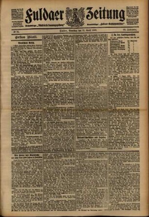 Erste Ausgabe vom Samstag, den 11. April 1908.