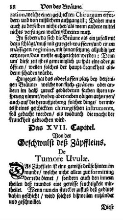 Das XVII. Capitel. Von der Geschwulst deß Zäpffleins. De Tumore Uvulæ.