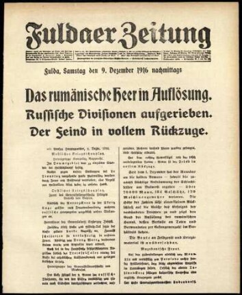 Ausgabe vom Samstag, den 09. Dezember 1916.
