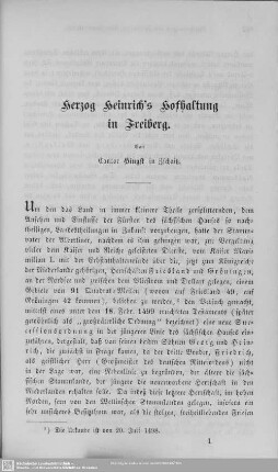 Herzog Heinrich's Hofhaltung in Freiberg