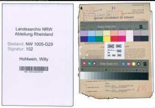 Entnazifizierung Willy Hohlwein , geb. 18.08.1901 (Bahnrat)