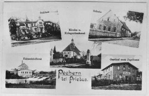 Krauschwitz-Pechern. Ortsansichten, Ansichtskarte, um 1920, Repro (RA Görlitz Postkartensammlung)