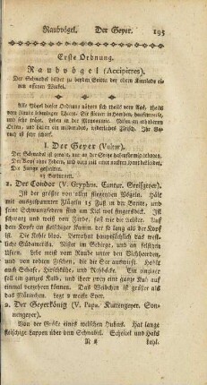 Erste Ordnung. Raubvögel