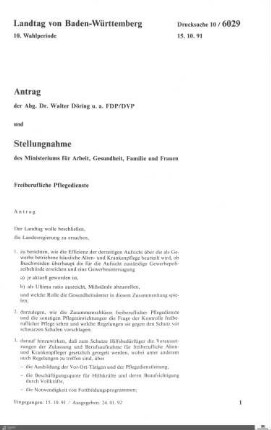 Antrag der FDP: Freiberufliche Pflegedienste