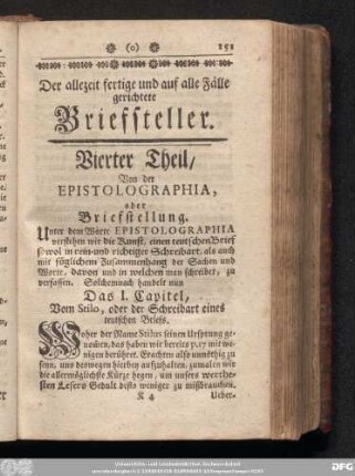 Das I. Capitel. Vom Stilo, oder der Schreibart eines teutschen Briefs.