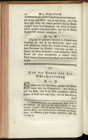 IV. Von der Armee und der Schlachtordnung.