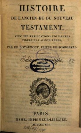 Histoire de l'Ancien et du Nouveau Testament