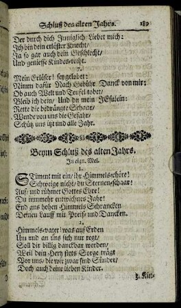 Beym Schluß des alten Jahrs.