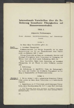 Internationale Vorschriften über die Beförderung brennbarer Flüssigkeiten auf Binnenwasserstraßen.