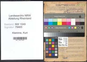 Entnazifizierung Kurt Klemme , geb. 08.10.1897 (Eichinspektor)
