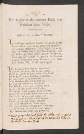 Hir beginnet dat andere Boek van Reinken dem Vosse.