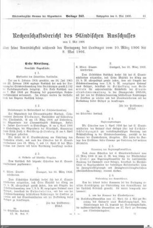 Rechenschaftsbericht des Ständischen Ausschusses