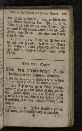 Das XXII. Capitel. Von den verschiedenen Haushaltungen des Gnaden-Bunds.