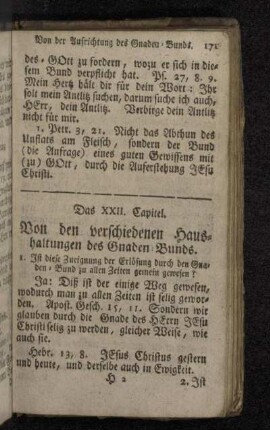 Das XXII. Capitel. Von den verschiedenen Haushaltungen des Gnaden-Bunds.