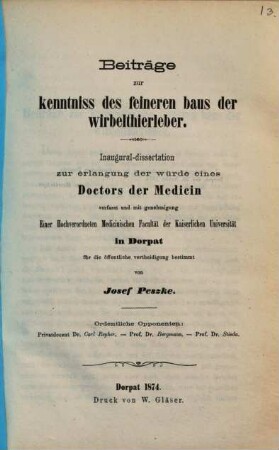 Beiträge zur Kenntniss des feineren Baus der Wirbelthierleber