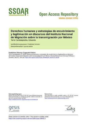 Derechos humanos y estrategias de encubrimiento y legitimación en discursos del Instituto Nacional de Migración sobre la transmigración por México