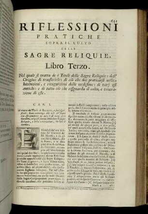 Libro Terzo. Nel quale si tratta de i Titoli delle Sagre Reliquie [...]