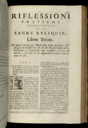 Libro Terzo. Nel quale si tratta de i Titoli delle Sagre Reliquie [...]