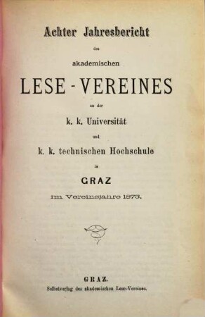 Jahresbericht des Akademischen Lese-Vereines in Graz. 8. 1875