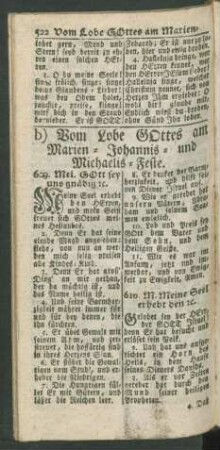 b) Vom Lobe Gottes am Marien -Johannis- und Michaelis-Feste
