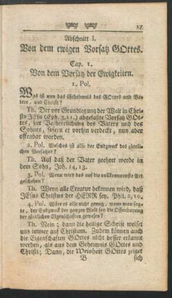 Abschnitt I. Von dem ewigen Vorsatz Gottes.