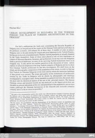 Machiel Kiel Urban Development In Bulgaria In The Turkish Period: The Place Of Turkish Architecture In The Process